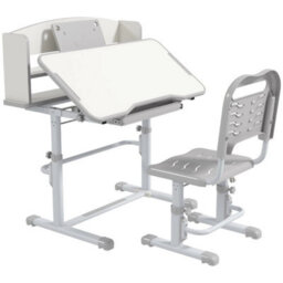 Adjustable Kids Desk & Chair W/ Drawer & Shelf Grey - thumbnail 1