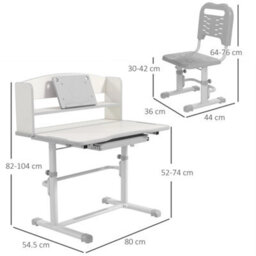 Adjustable Kids Desk & Chair W/ Drawer & Shelf Grey - thumbnail 2
