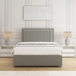 Bsspoke Zarah Divan Bed Set In Silver Plush Velvet 24Inch Headboard 2 Drawers Same Side & No Mattress In 3Ft 4Ft 4Ft6 5Ft 6Ft - thumbnail 3