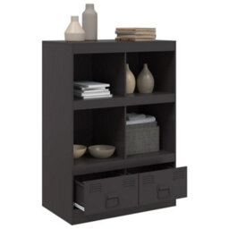Berkfield Highboard Black 67X39X95 Cm Steel - thumbnail 5