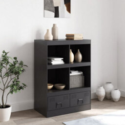 Berkfield Highboard Black 67X39X95 Cm Steel - thumbnail 3