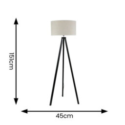 Valuelights Barbro Black Tripod Floor Lamp With White Trim Drum Shade - thumbnail 7
