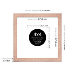 "4X4"" Bronze Picture Frame - 4X4"" Square Frame With 2X2"" Mount For 4X4""/2X2"" Pictures Art Deco Style Room Decor, 1 Pack" - thumbnail 2
