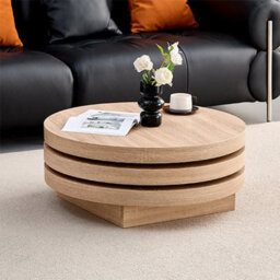 Furniture in Fashion Triplo Round Wooden Rotating Coffee Table In Sanremo Oak - thumbnail 2