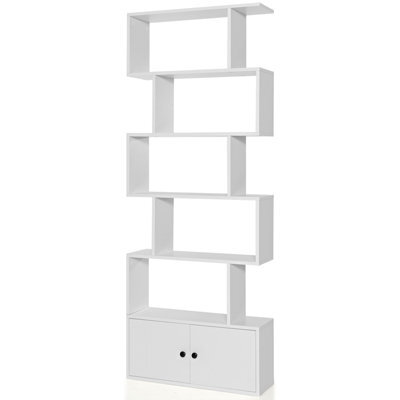 Costway 5-Tier Bookcase Industrial S-Shaped Bookshelf Display Rack W/ Cabinet - image 1