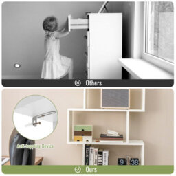 Costway 5-Tier Bookcase Industrial S-Shaped Bookshelf Display Rack W/ Cabinet - thumbnail 7