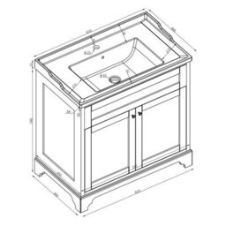 Plum&clay Belmont Charcoal Blue Traditional Floor Standing Vanity Unit With Ceramic Basin (W)810mm - thumbnail 6