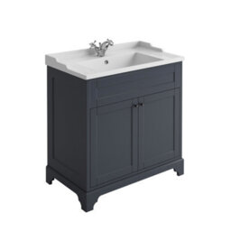 Plum&clay Belmont Charcoal Blue Traditional Floor Standing Vanity Unit With Ceramic Basin (W)810mm - thumbnail 1
