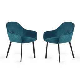 Oakham Valencia Premium Teal Velvet Dining Chairs - Set Of 2