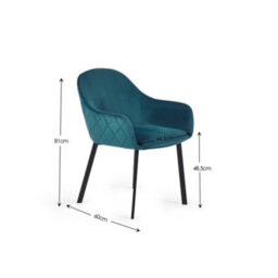 Oakham Valencia Premium Teal Velvet Dining Chairs - Set Of 2 - thumbnail 6