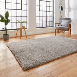 Grey Plain Modern Shaggy Easy To Clean Rug For Dining Room-120Cm X 170Cm - thumbnail 2
