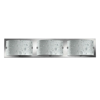 Stylish Ip44 3 Bulb Wall Light With Bubble Art Glass And Polished Chrome Finish
