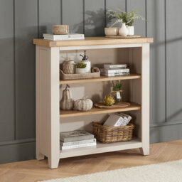 The Furniture Market Cheshire Dove Grey Painted Small Low Bookcase