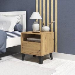Heze Furniture Borg 1 Drawer Modern Minimal Design Bedside Table - Artisan Oak - thumbnail 2