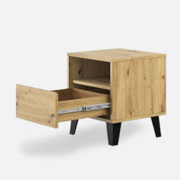 Heze Furniture Borg 1 Drawer Modern Minimal Design Bedside Table - Artisan Oak - thumbnail 4