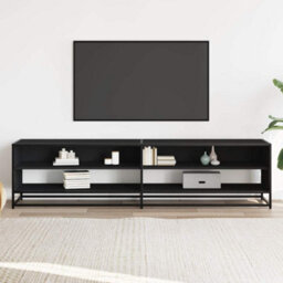 Berkfield Industrial Tv Cabinet Black 180.5X40X46 Cm Engineered Wood - thumbnail 3