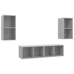 Berkfield Wall-Mounted Tv Cabinets 4 Pcs Concrete Grey Engineered Wood - thumbnail 2