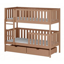 Arte Michalina Cinnamon Wooden Bunk Bed With Storage 90 X 190Cm - Foam Bonnell Mattresses Included - thumbnail 1