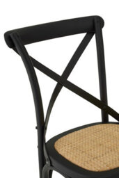 Orsina Stylish Black Oak Wood Chair With Weave Seat, Cross-Back Design Modern Chair, Durable Comfortable Chair - thumbnail 5