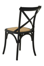 Orsina Stylish Black Oak Wood Chair With Weave Seat, Cross-Back Design Modern Chair, Durable Comfortable Chair - thumbnail 3