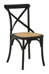 Orsina Stylish Black Oak Wood Chair With Weave Seat, Cross-Back Design Modern Chair, Durable Comfortable Chair - thumbnail 2