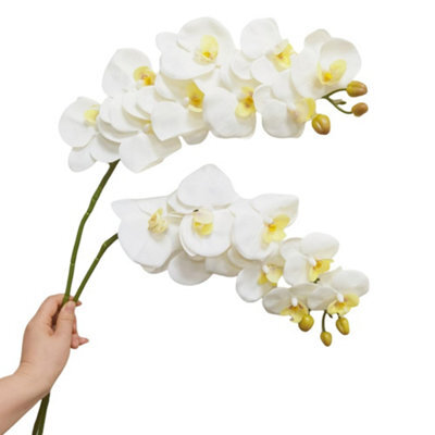 Artificial Orchid Stems, 96.5 Cm, With A Realistic Feel, Latex Phalaenopsis Orchid Branches, Artificial Flowers (White - image 1