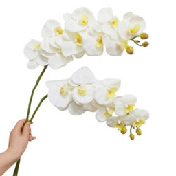 Artificial Orchid Stems, 96.5 Cm, With A Realistic Feel, Latex Phalaenopsis Orchid Branches, Artificial Flowers (White - thumbnail 1