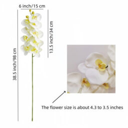 Artificial Orchid Stems, 96.5 Cm, With A Realistic Feel, Latex Phalaenopsis Orchid Branches, Artificial Flowers (White - thumbnail 2