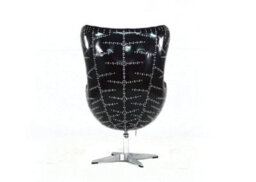 Aviator Aviation Swivel Egg Armchair Aluminium Vintage Black Real Distressed Leather - thumbnail 7