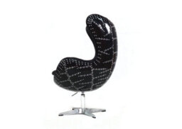 Aviator Aviation Swivel Egg Armchair Aluminium Vintage Black Real Distressed Leather - thumbnail 5