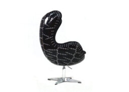 Aviator Aviation Swivel Egg Armchair Aluminium Vintage Black Real Distressed Leather - thumbnail 6