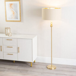 Valuelights Marissa Gold Stacked Ball Floor Lamp With Beige/gold Shade