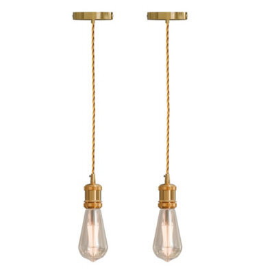 Ledsone 2 Pack Industrial Hemp Pendant Light E27 Base Ceiling Light 95Cm Adjustable Height For Living Room Bedroom - image 1
