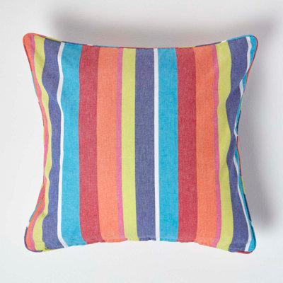 Homescapes Cotton Multi Coloured Stripe Cushion Cover, 60 X 60 Cm - image 1