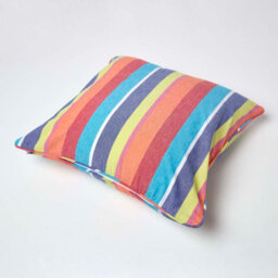 Homescapes Cotton Multi Coloured Stripe Cushion Cover, 60 X 60 Cm - thumbnail 4
