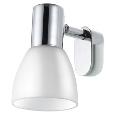 Wall/mirror Light Colour Chrome Shade White Glass Opal Matt Bulb E14 1X40W - image 1