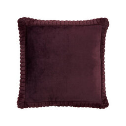 Catherine Lansfield Velvet And Faux Fur 55X55Cm Cushion Plum - thumbnail 5