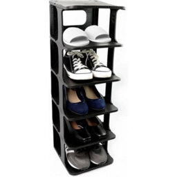 Pack Of 2 Black 5 Tier Narrow Vertical Space Saving Shoe Organiser - thumbnail 4