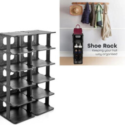 Pack Of 2 Black 5 Tier Narrow Vertical Space Saving Shoe Organiser - thumbnail 3
