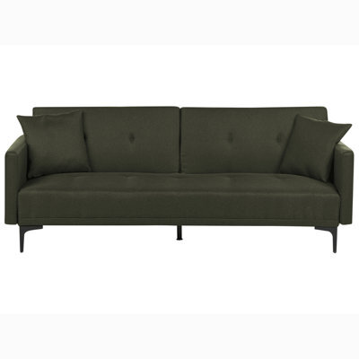 Beliani Sofa Bed 3 Seater Lucan Fabric Dark Green - image 1