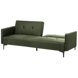 Beliani Sofa Bed 3 Seater Lucan Fabric Dark Green - thumbnail 6