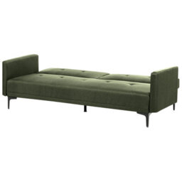 Beliani Sofa Bed 3 Seater Lucan Fabric Dark Green - thumbnail 7