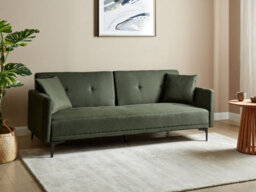 Beliani Sofa Bed 3 Seater Lucan Fabric Dark Green - thumbnail 2
