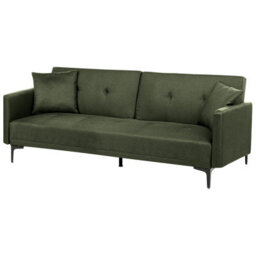 Beliani Sofa Bed 3 Seater Lucan Fabric Dark Green - thumbnail 4