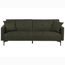 Beliani Sofa Bed 3 Seater Lucan Fabric Dark Green