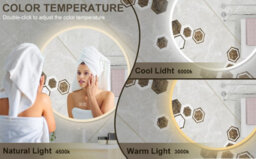 Probaty Bathrooms 700mm Round 3 Colors Led Mirror With Bluetooth,anti-Fog Touch Sensor Backlit Illuminated Wall Mirror - thumbnail 2