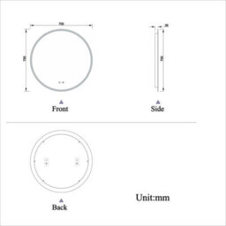 Probaty Bathrooms 700mm Round 3 Colors Led Mirror With Bluetooth,anti-Fog Touch Sensor Backlit Illuminated Wall Mirror - thumbnail 7