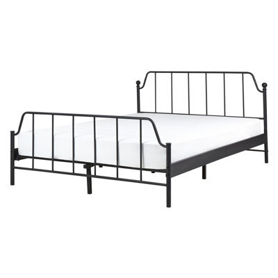 Beliani Bed Metal Mauressac 140 X 200 Cm (Eu Double) Black - image 1