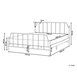 Beliani Bed Metal Mauressac 140 X 200 Cm (Eu Double) Black - thumbnail 3