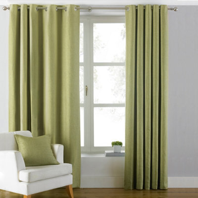 Paoletti Atlantic Twill Woven Room Darkening Eyelet Curtain Pair Green (W)229Cm X (D)183Cm - image 1